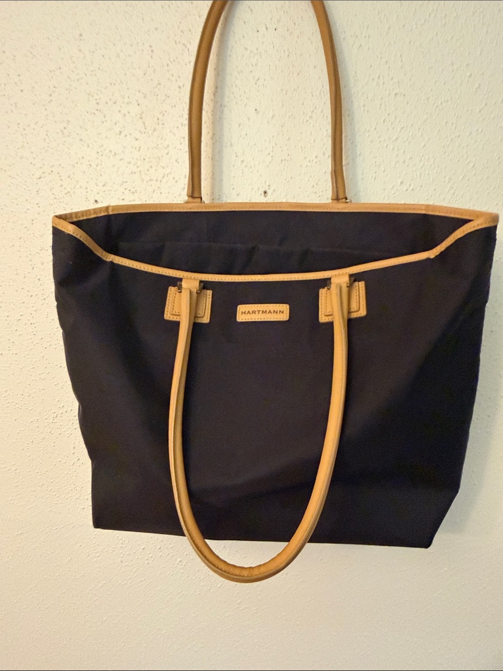 Hartmann Black Tote with Tan Trim and Handles